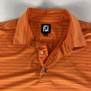 FootJoy Polo Shirt Adult Medium Orange Striped Performance Norbeck Golf FJ Men's